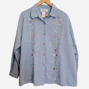 Options embroidered button down shirt vintage size 2x